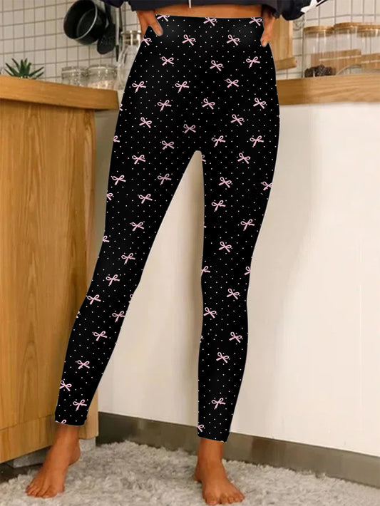 Cute Butterfly Printed Stretch Base Sweatpants Leggings