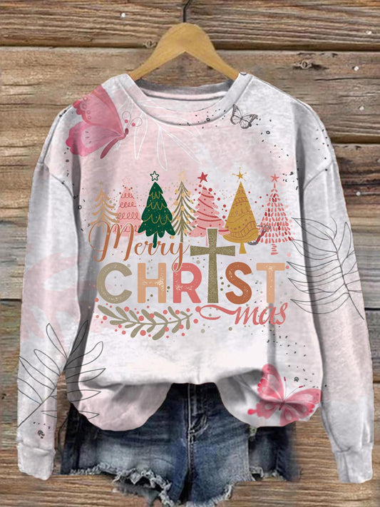 Women's Merry Christmas Printed Long Sleeve Casual Top