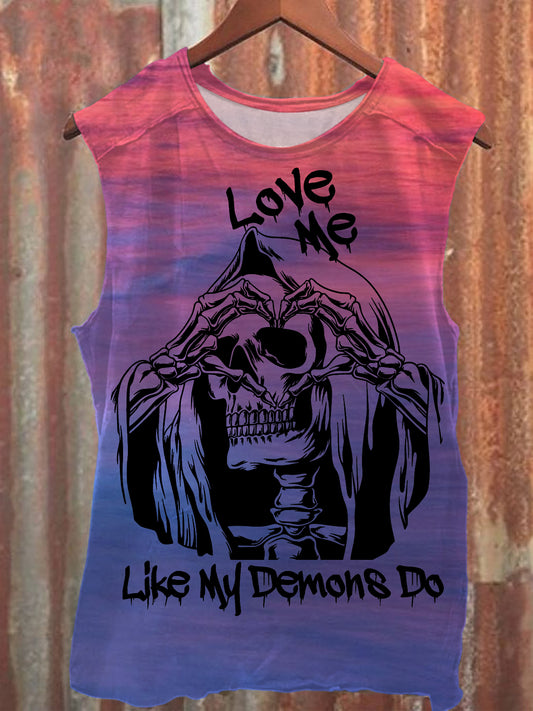 Love Me Like My Demons Do Halloween Vintage Tank Top