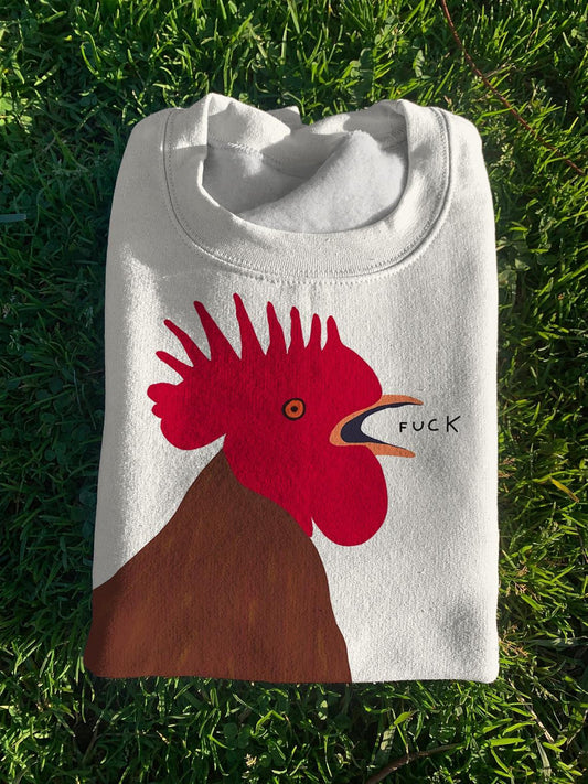 Women's Chicken Print Crew Neck Sweatshirt