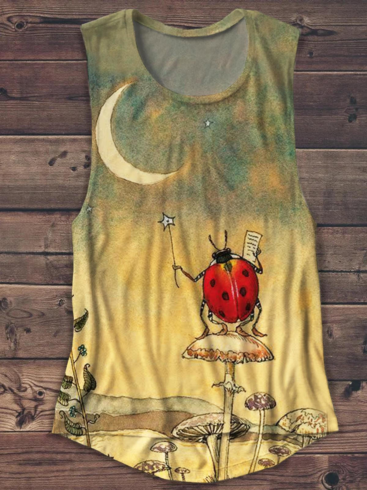 Ladybug Print Casual Tank Top