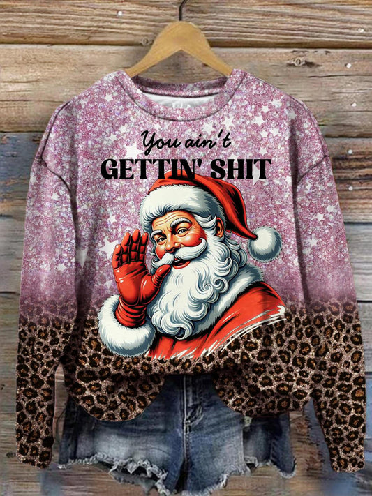 You Ain't Gettin' Shit Santa Gradient Print Long Sleeve Top