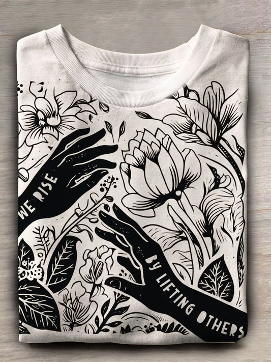 Art Print Short Sleeve Crew Neck T-shirt