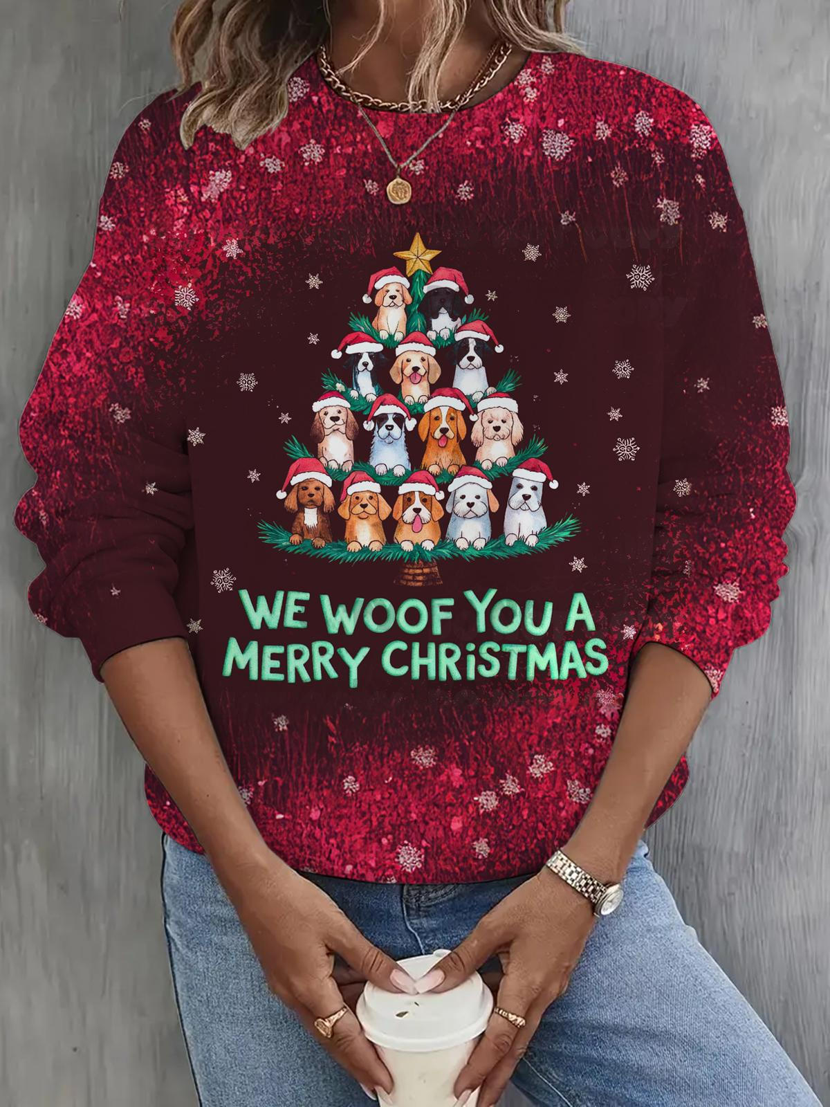 Christmas Dog Long Sleeve Casual Top