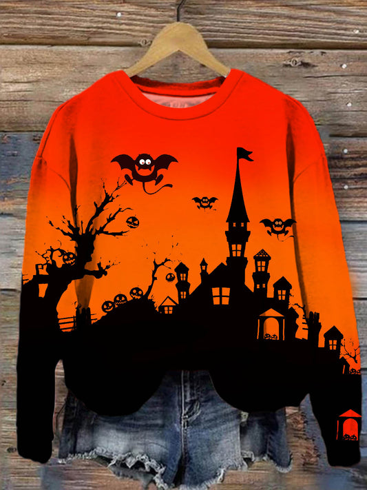 Women's Halloween Night Fun Print Long Sleeve T-Shirt