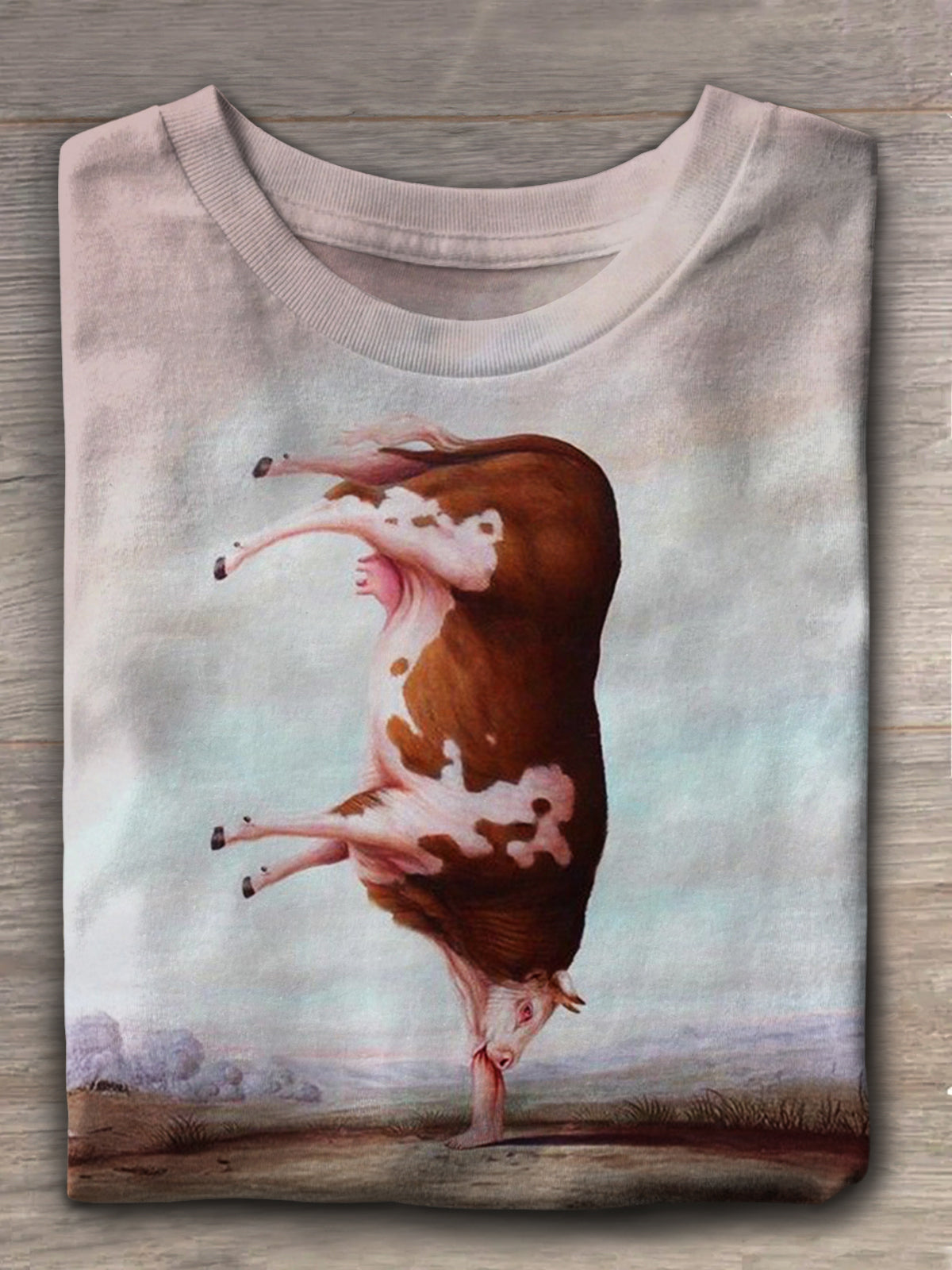 Cow Yoga Sports Acrobatics Art Print Casual T-shirt