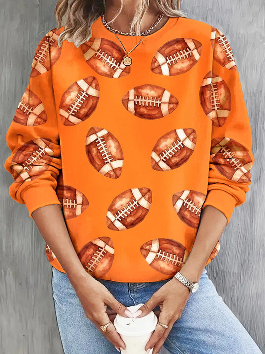 Women's Football Match Day Printed Long Sleeve Casual Top