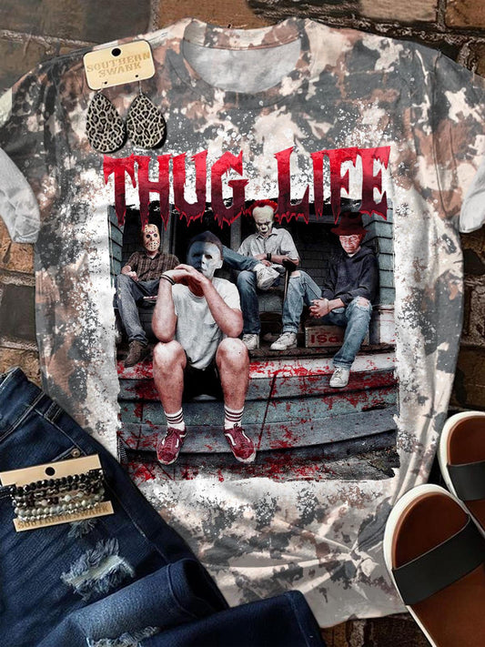 Thug Life Horror Movie Crew Neck T-shirt