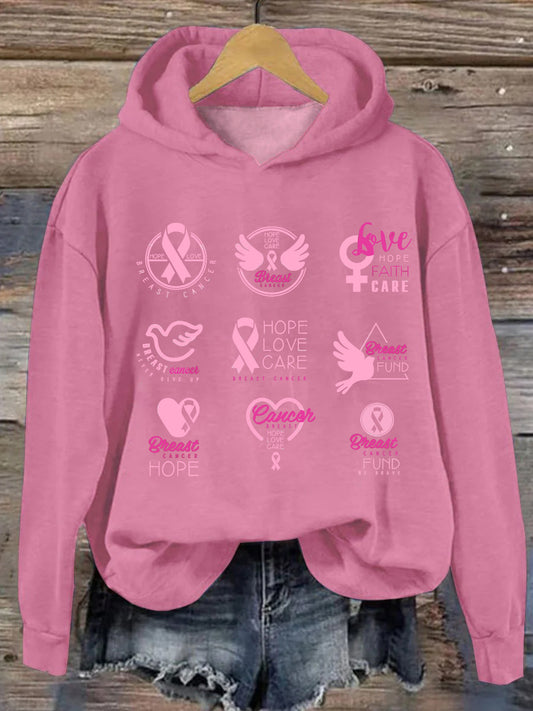 International Cancer Sickness Symbols Long Sleeve Printed Hoodie