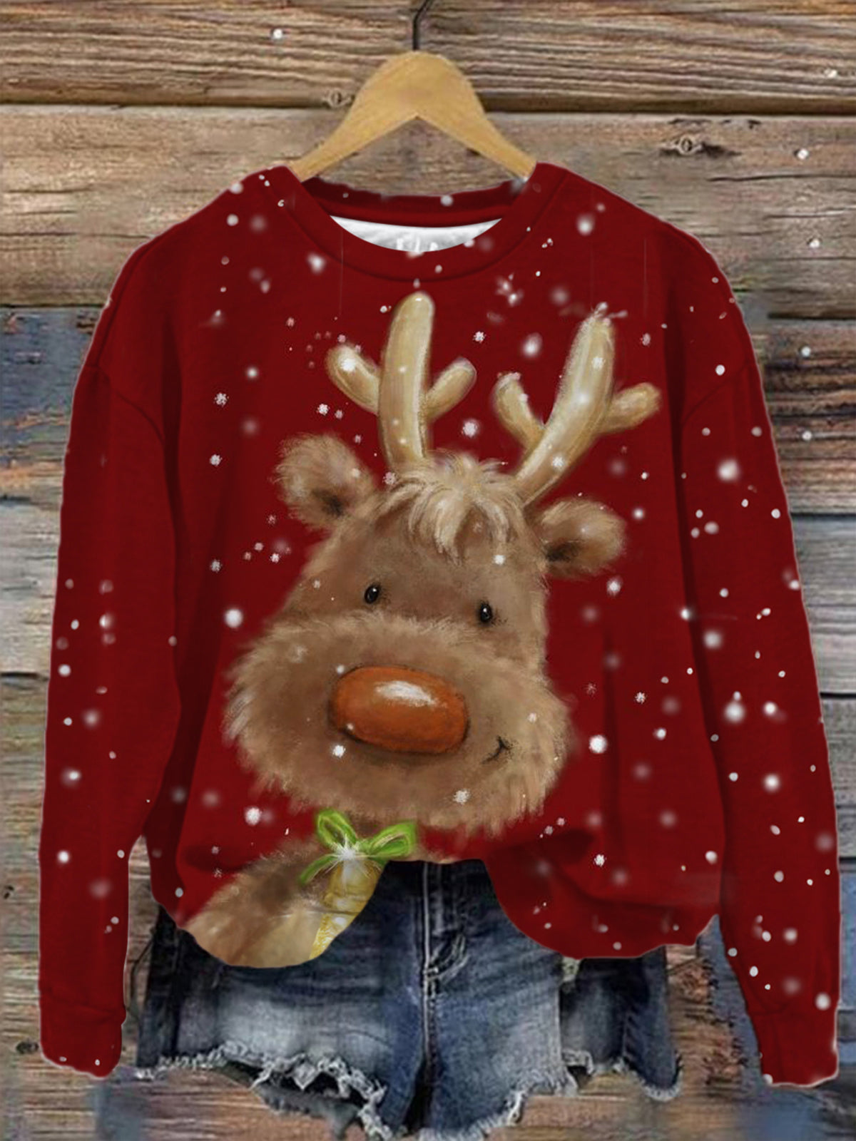 Smiling Reindeer Long Sleeve Top