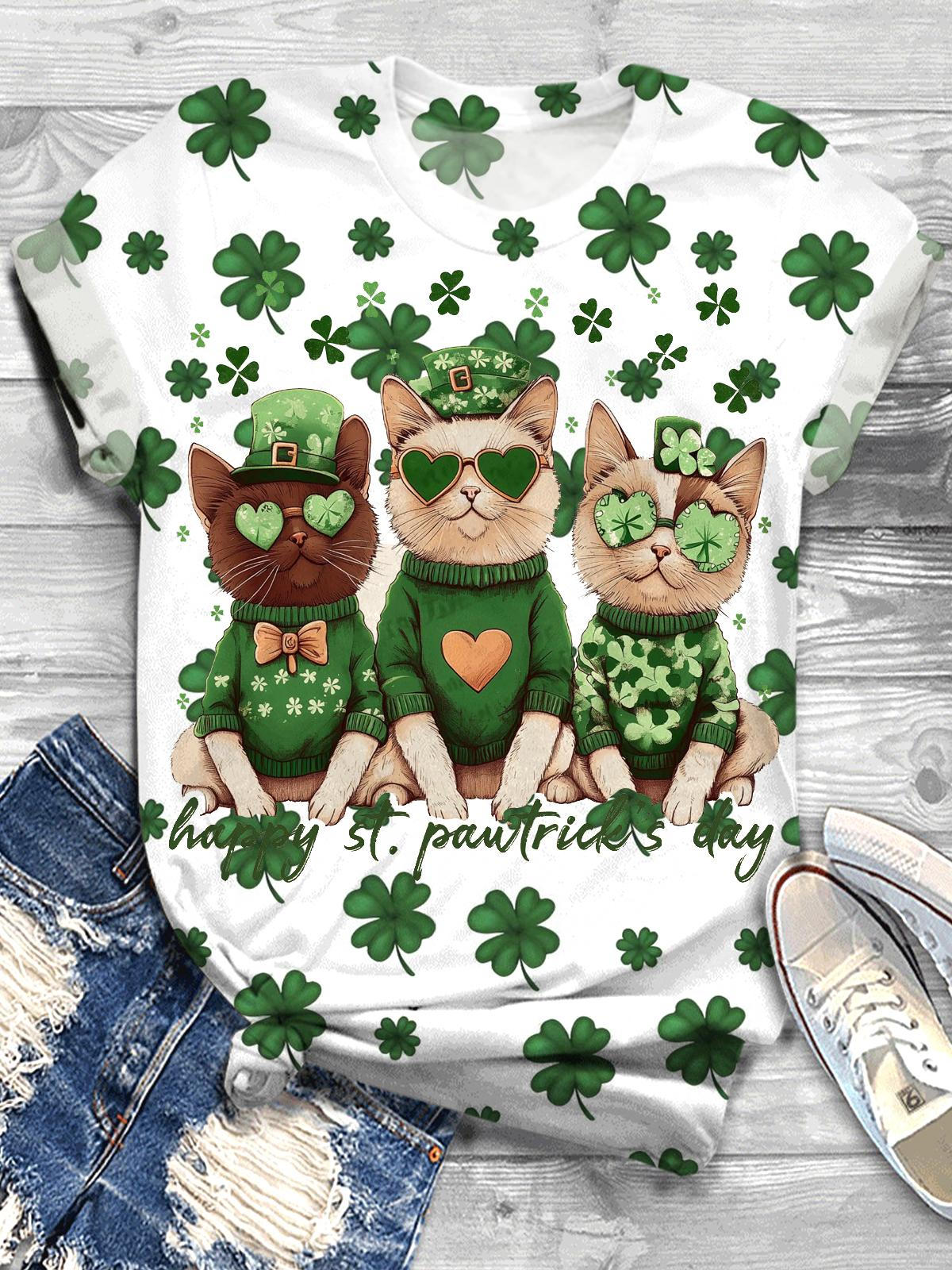 St Pawtrick's Cats Shamrock T-shirt