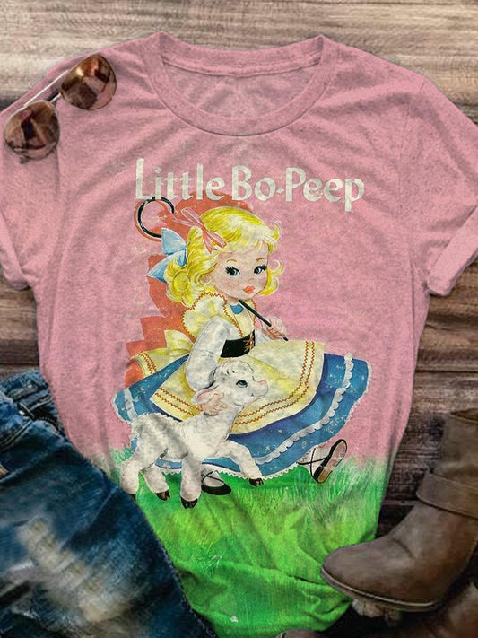 Little Bo-Peep Cute Girl Lamb Funny Vintage Print T-shirt