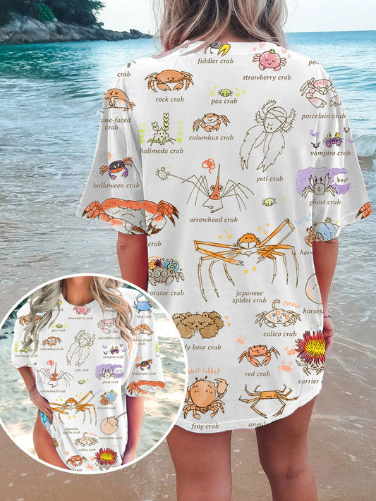 Sea Life Beach Vacations Crew Neck T-shirt