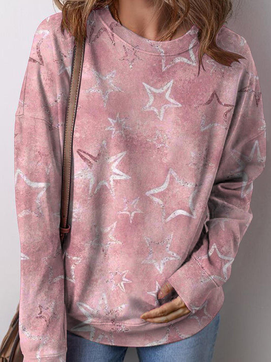 Women's Gradient Star Print Long Sleeve Top