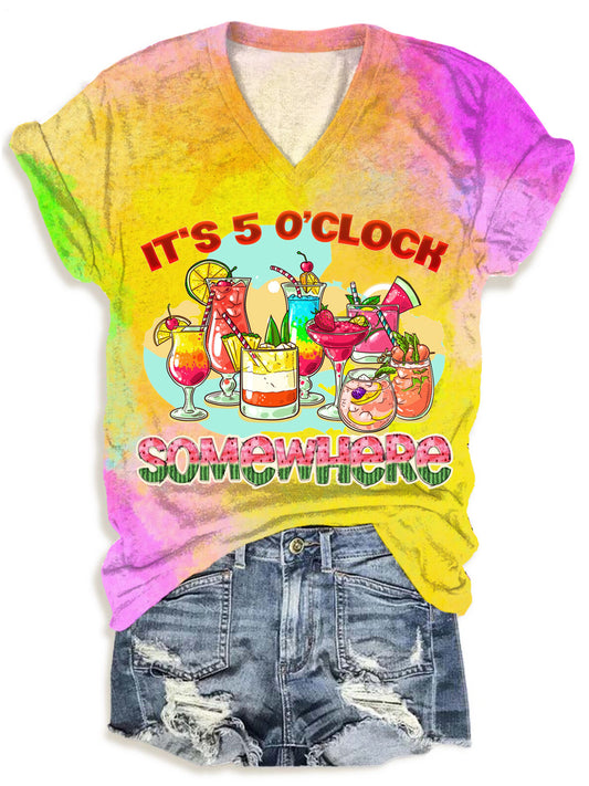 It's 5 O'clock Somewhere V-neck T-Shirt