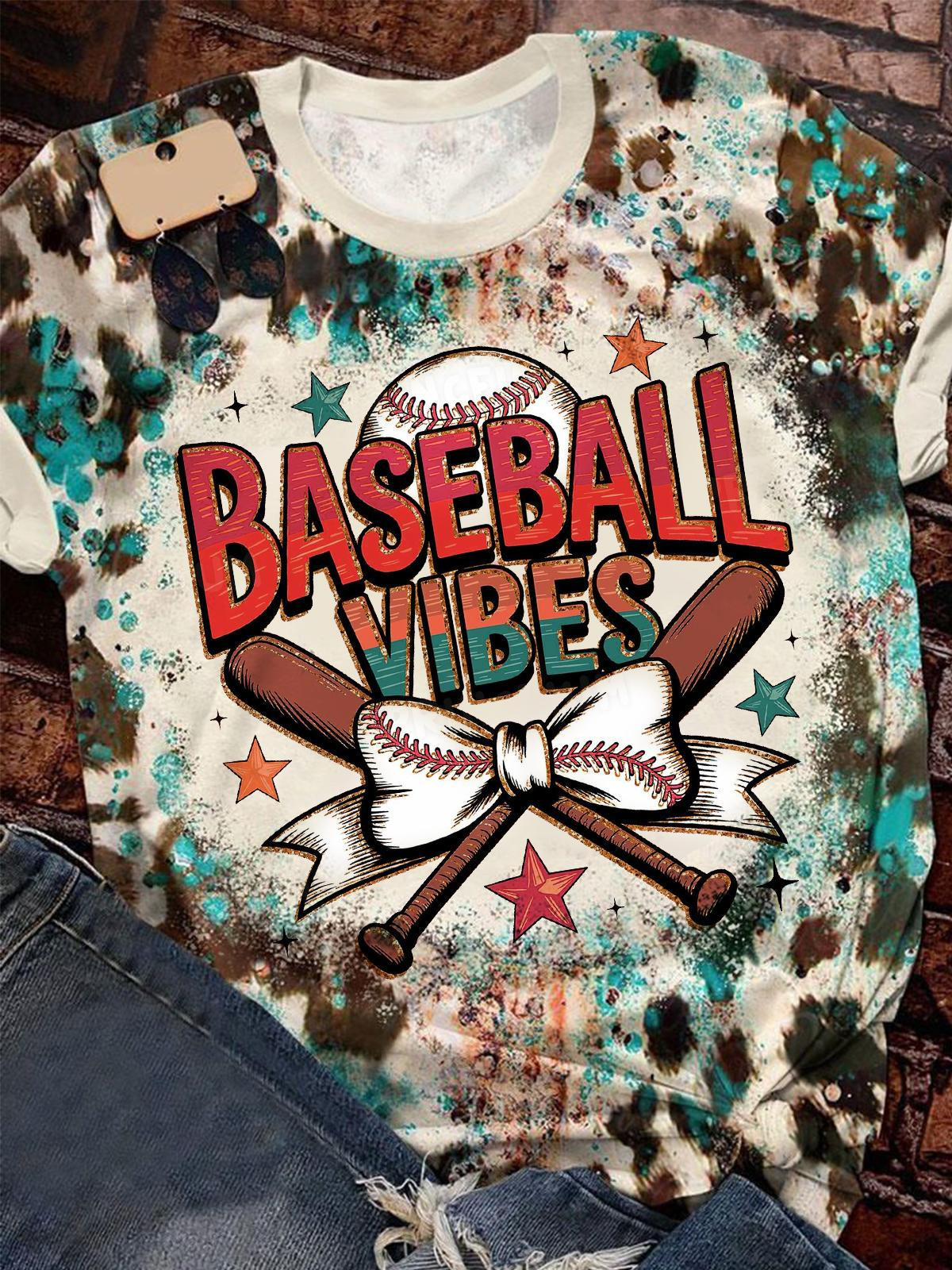 Baseball Vibes Ball Game Art Fun Print T-Shirt