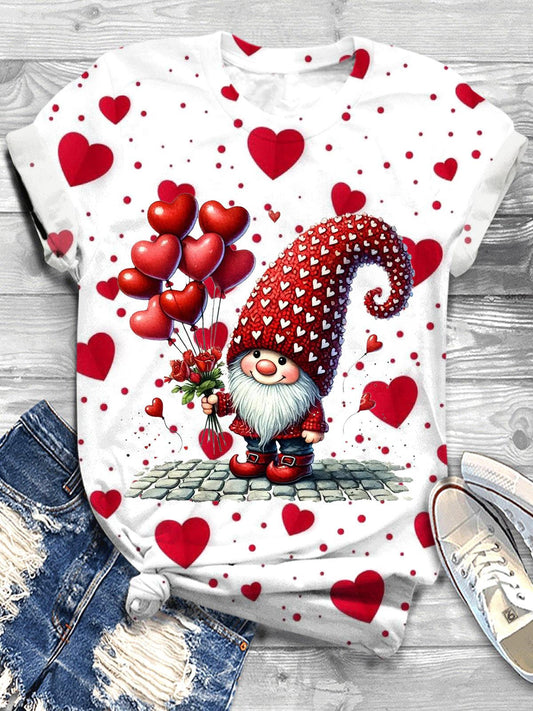 Valentines Gnome Crew Neck T-shirt