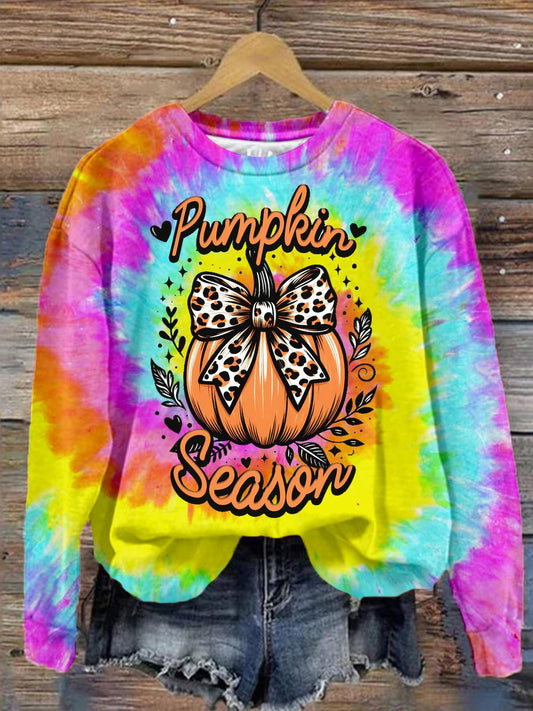 Women's Pumpkin Season Printed Long Sleeve Top