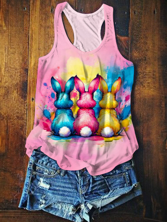 Easter Day Happy Rabbit Tie Dye Print Vest