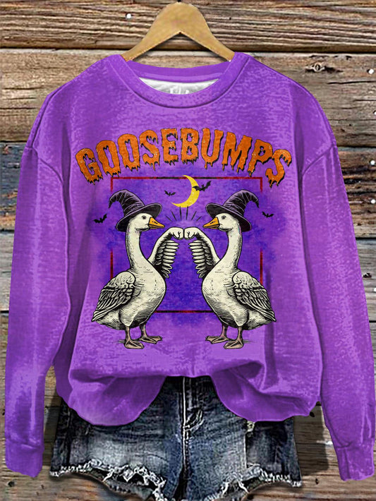 Halloween Goosebumps Horror Land Round Neck Long Sleeve Top