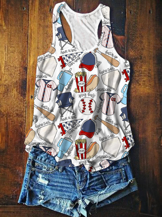 Baseball Props Sausage Popcorn Illustration Fun Print Vest