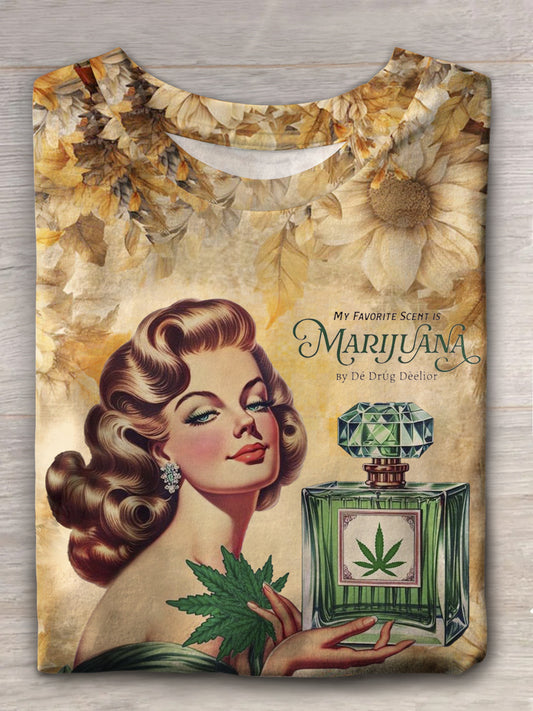 My Favorite Scent Is Marijuana Sexy Girl Vintage Print T-shirt