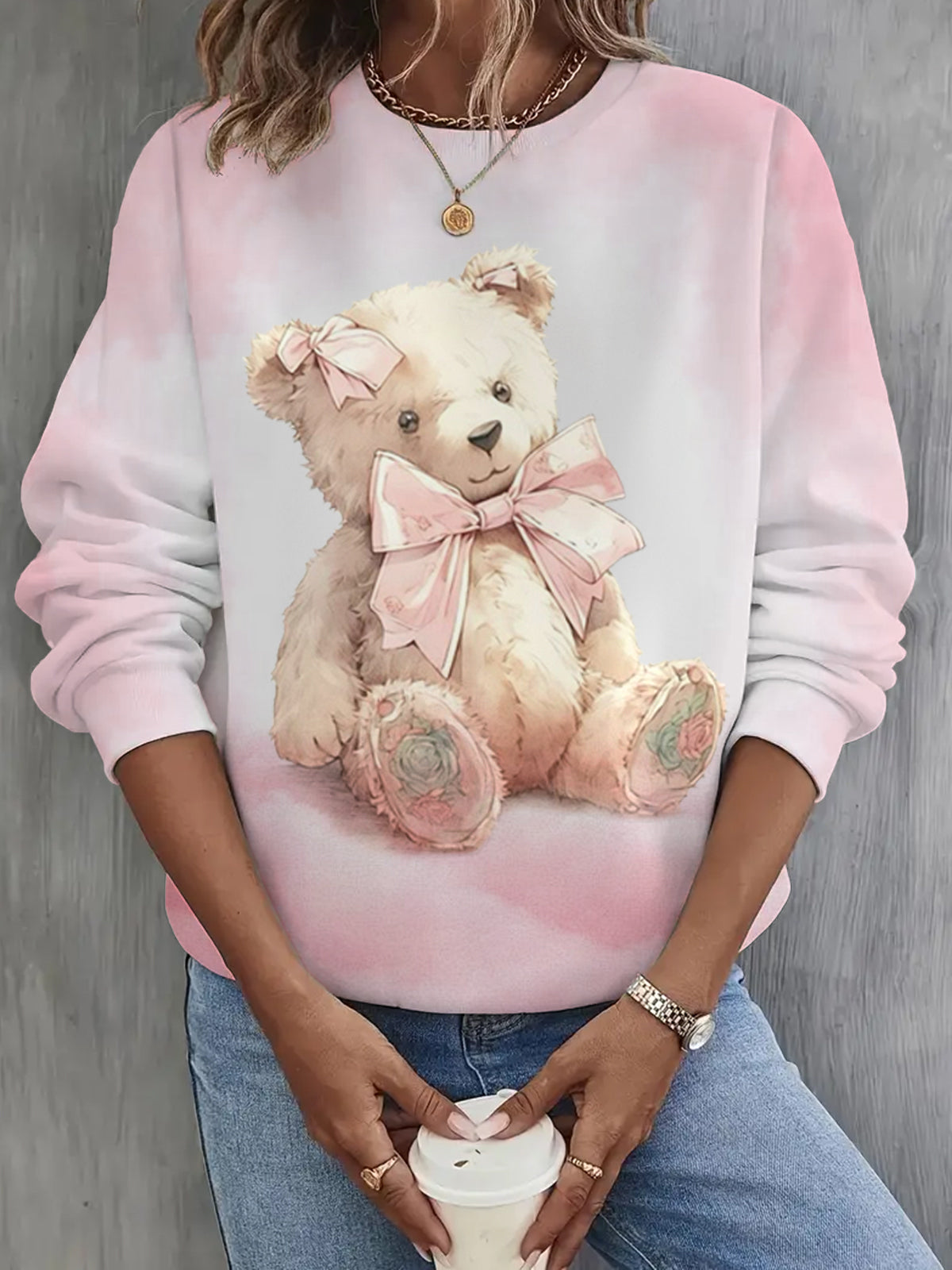 Women's Cute Bear Long Sleeve Casual Top