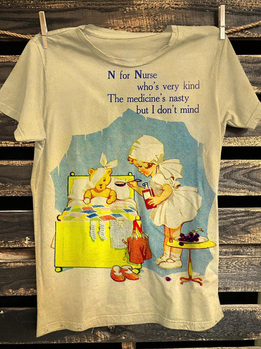 The Medicine's Nasty But I Don't Mind Retro Print Casual T-shirt