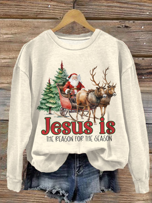 Jesus Is The Reason For The Season Crew Neck Casual Sweatshirt