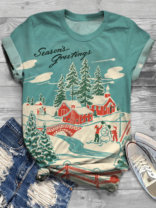 Seasons Greetings Winter Wonderland Crew Neck T-shirt