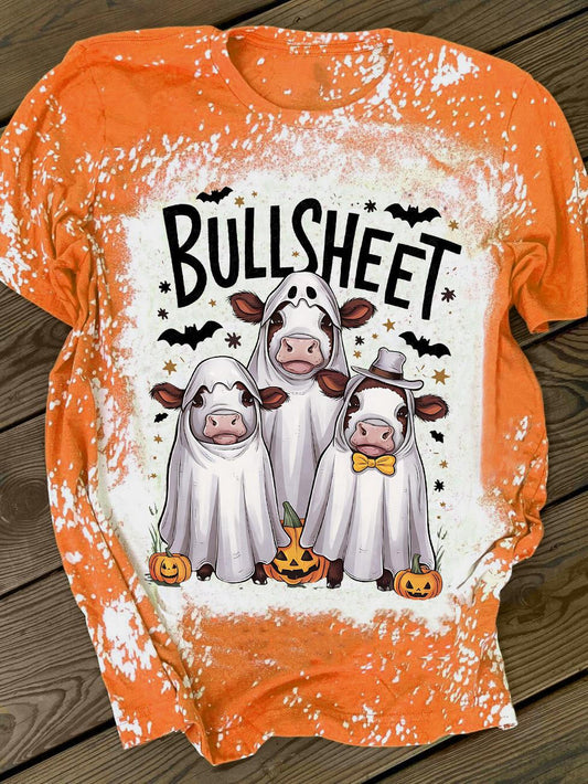 Halloween Cow Crew Neck T-shirt