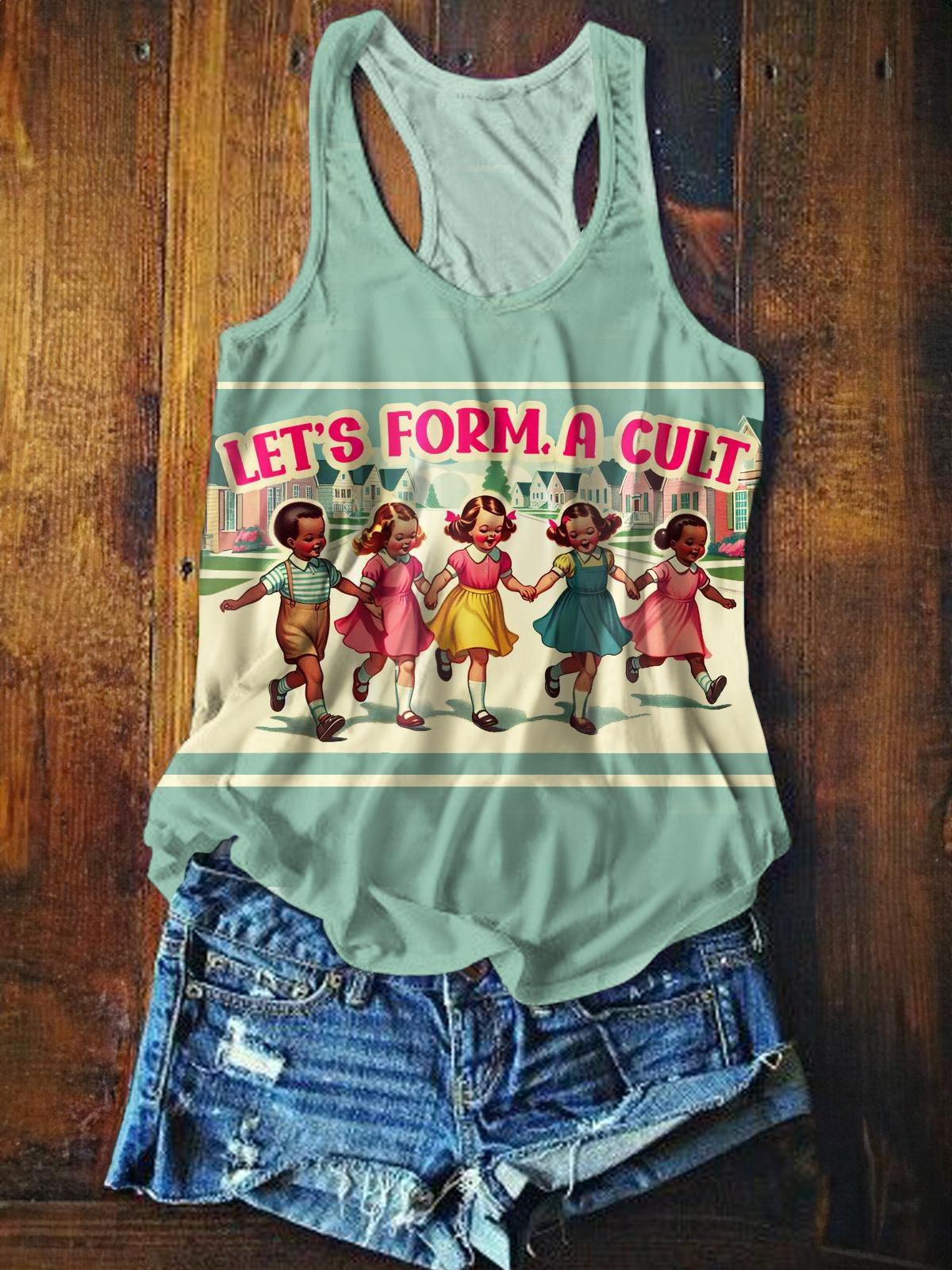 Women's Retro Print Casual Tank Top