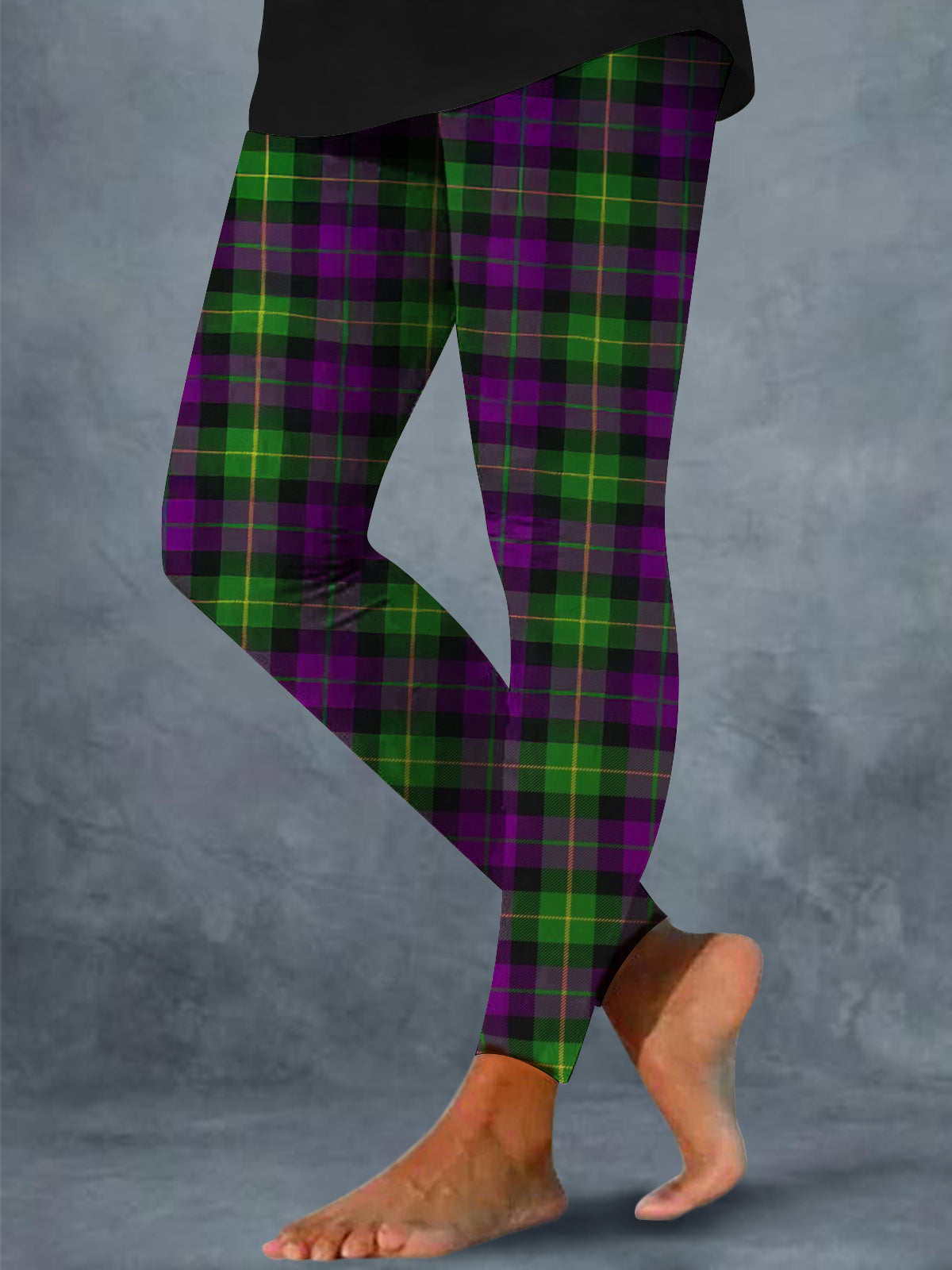 Women's Mardi Gras Check Print Leggings