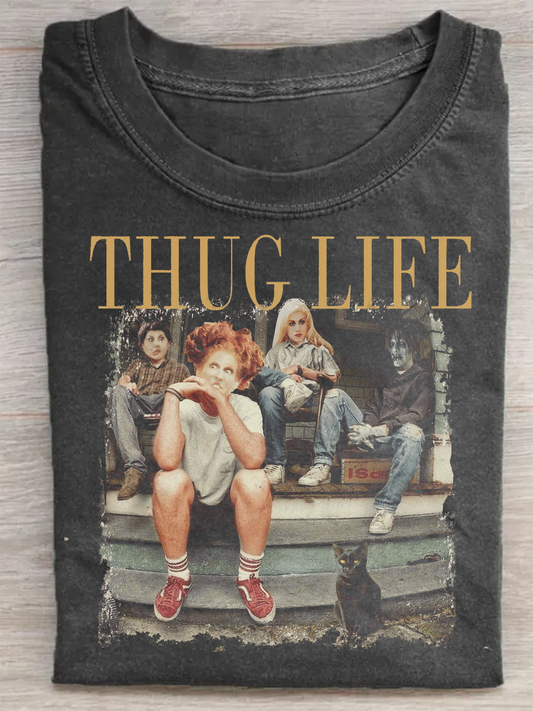 Vintage Thug Life Bad Witches Crew Neck T-shirt