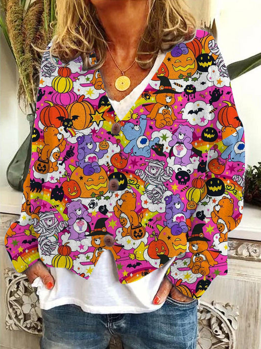 Women's Halloween Bear Long Sleeve Cardigan Sweater