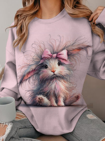 Women's Cute Rabbit Crew Neck Casual Sweatshirt