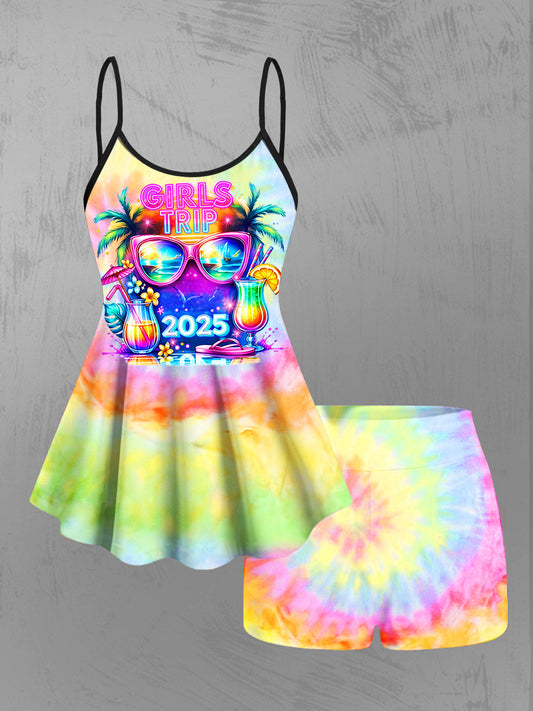 Girl Trip 2025 Tie Dye Two Piece Swimsuit