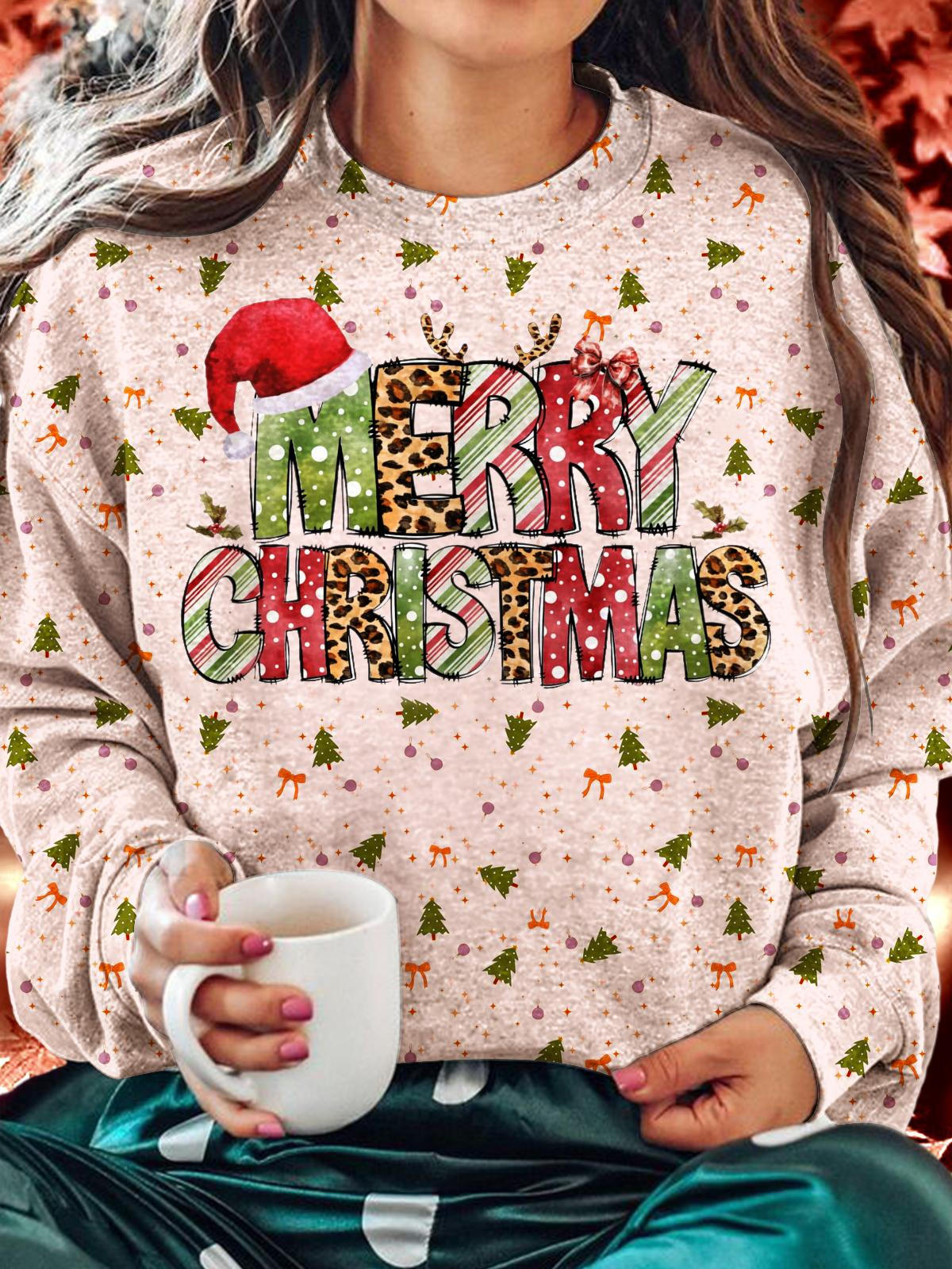 Women's Retro Christmas Winter Printed Long Sleeve Casual Top