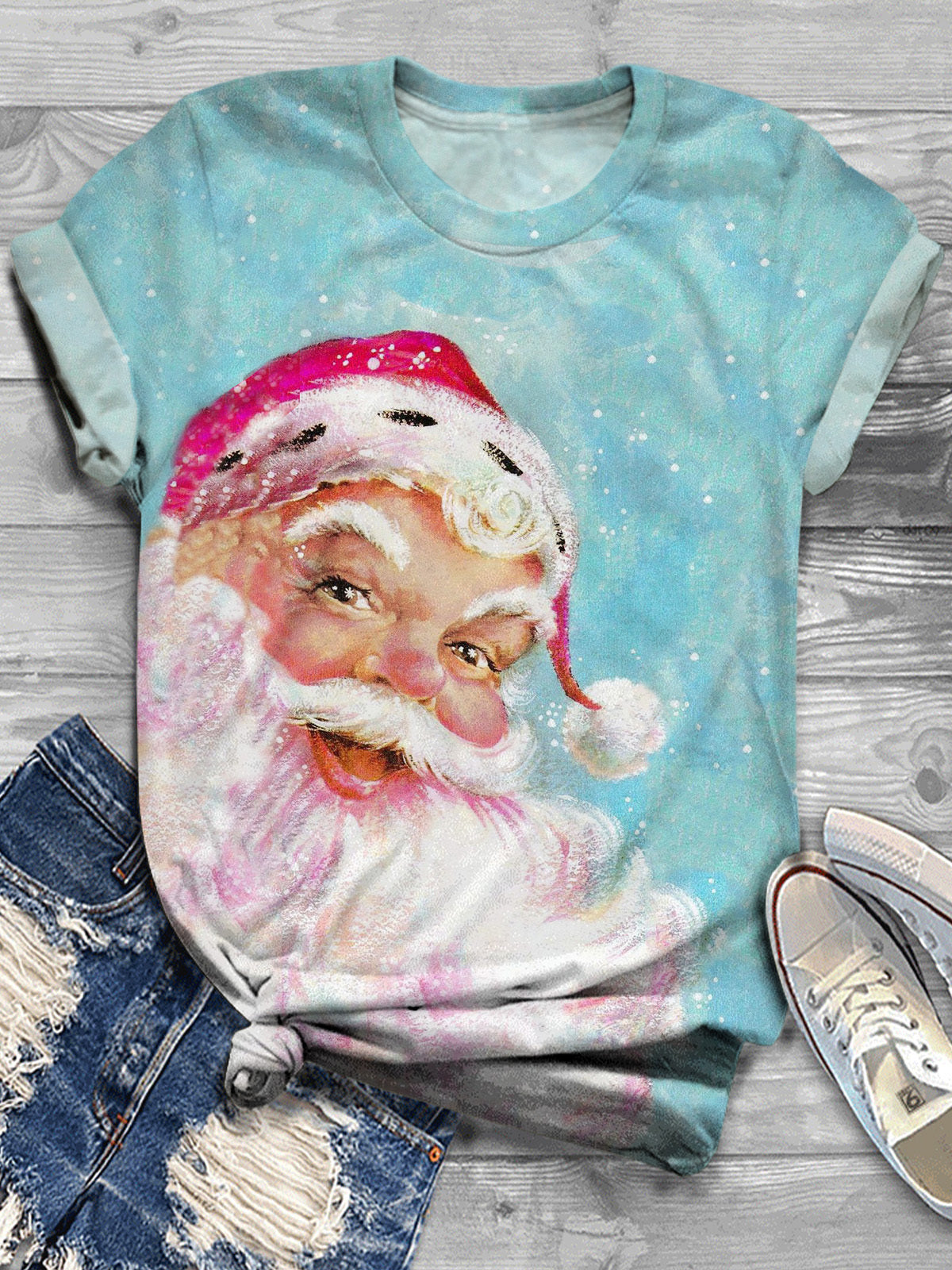 Women's Christmas Santa Claus Printed Casual T-Shirt