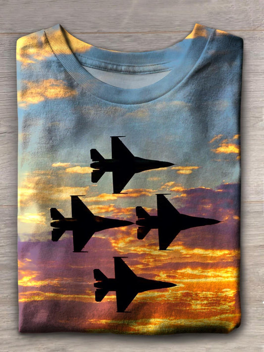 Fighter Jet Printed Casual Tank Top