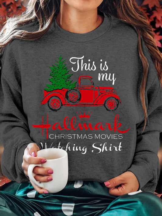 Women's Welcome Christmas Crew Neck Casual Sweatshirt