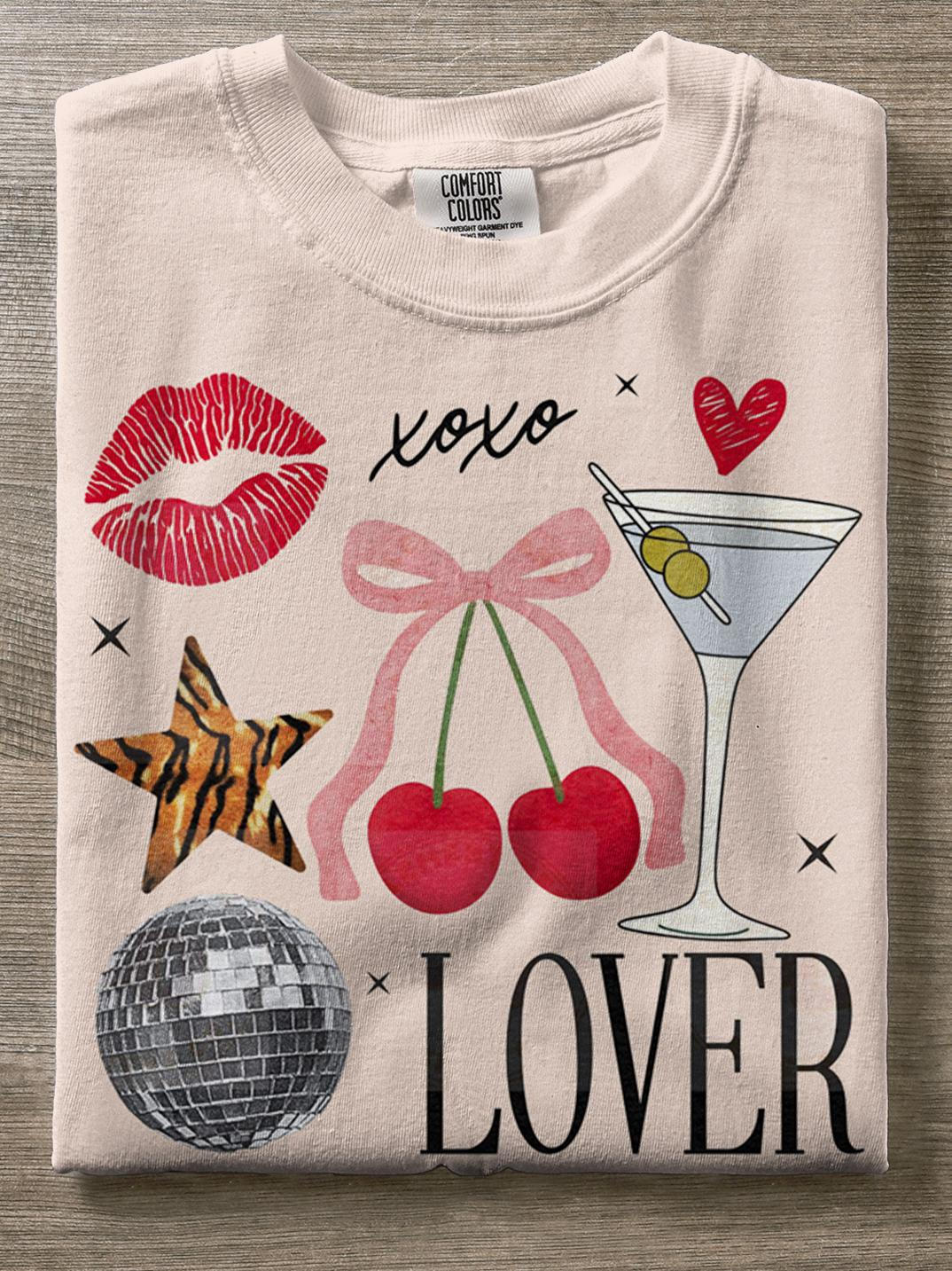 Happy Valentine's Day Sexy Lips Wine Funny Print T-shirt