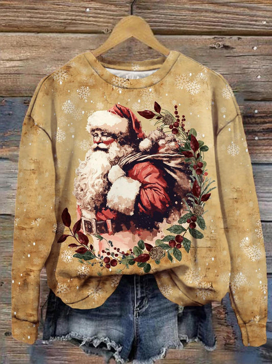 Women's Christmas Santa Claus Cute Printed Casual Long Sleeve Top