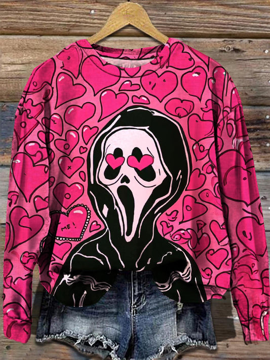 Women's Halloween Sweetheart Bayonet Killer Round Neck Long Sleeve Top