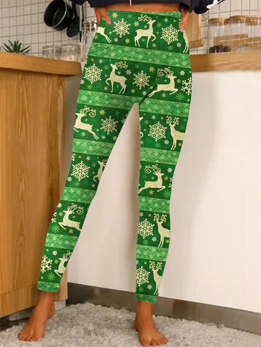 Women's Christmas Cute Elk Print Casual Stretch Leggings