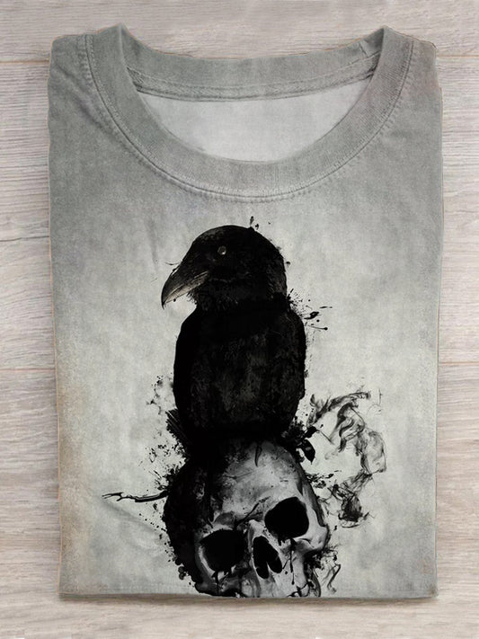 Raven and Skull Crew Neck T-shirt