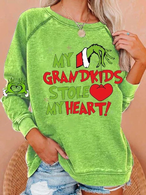 Green Monster Stole My Heart Long Sleeve Casual Top