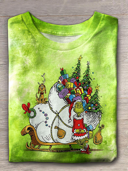 Women's Christmas Retro Gift Crew Neck T-shirt