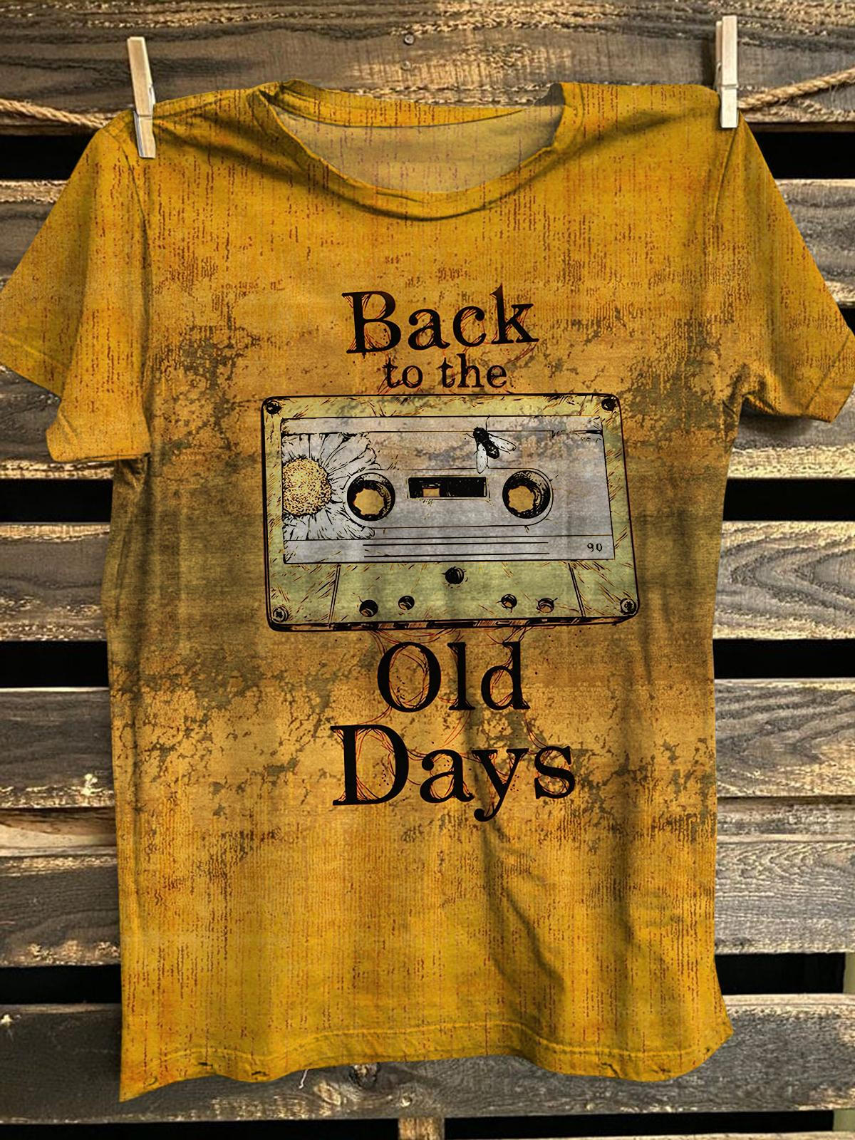 Back To The Old Days Funny Video Retro Print Casual T-shirt