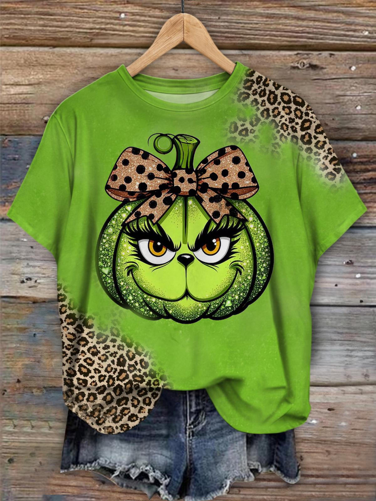 Leopard Coquette Bougie Grinc Crew Neck T-shirt